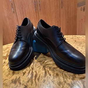 Prada Men’s Update Black Leather Derby Shoes, new w/o box